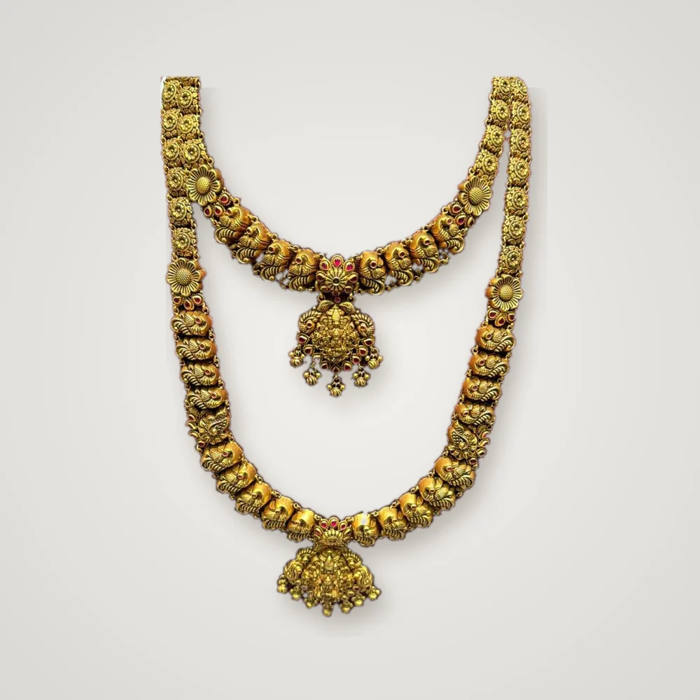 Antique Nakshi haram and necklace set